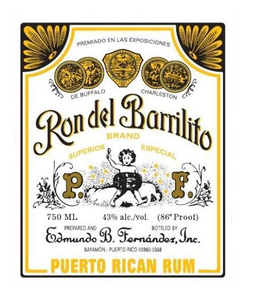 PREMIADO EN LAS EXPOSICIONES DE BUFFALOCHARLESTON RON DEL BARRILITO BRAND SUPERIOR ESPECIAL 750 ML 43% ALC./VOL (86° PROOF) PREPARED AND BOTTLED BY EDMUNDO B. FERNANDEZ, INC. BAYAMON-PUERTO RICO 00960-0368 PUERTO RICAN RUM PF trademark
