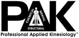 PAK CHEMICAL MENTAL STRUCTURAL PROFESSIONAL APPLIED KINESIOLOGY trademark