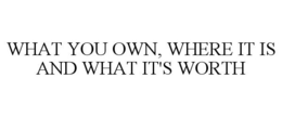 WHAT YOU OWN, WHERE IT IS AND WHAT IT'S WORTH trademark
