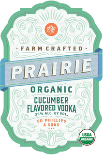 EPS FARM CRAFTED PRAIRIE ORGANIC CUCUMBER FLAVORED VODKA 35% ALC. BY VOLUME ED PHILLIPS & SONS USDA ORGANIC trademark