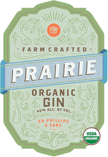 EPS FARM CRAFTED PRAIRIE ORGANIC GIN 40% ALC. BY VOL. ED PHILLIPS & SONS USDA ORGANIC trademark