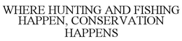 WHERE HUNTING AND FISHING HAPPEN, CONSERVATION HAPPENS trademark