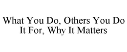 WHAT YOU DO, OTHERS YOU DO IT FOR, WHY IT MATTERS trademark