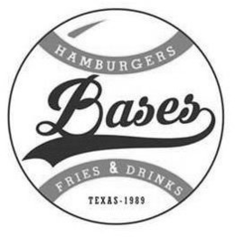 BASES HAMBURGERS FRIES & DRINKS TEXAS -1989 trademark