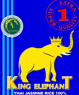 KING ELEPHANT THAI JASMINE RICE 100% SUPER EXTRA QUALITY 1 THAI HOM MALI RICE ORIGINATED IN THAILAND DEPARTMENT OF FOREIGN TRADE trademark