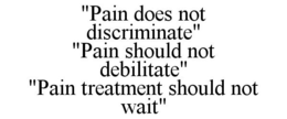 "PAIN DOES NOT DISCRIMINATE" "PAIN SHOULD NOT DEBILITATE" "PAIN TREATMENT SHOULD NOT WAIT" trademark
