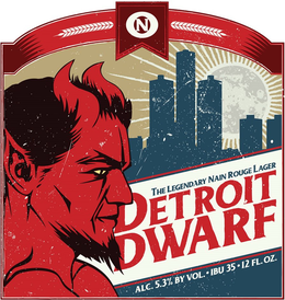 ON THE LEGENDARY NAIN ROUGE LAGER DETROIT DWARF ALC. 5.3% BY VOL. IBU 35 · 12 FL.OZ. trademark