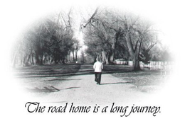 THE ROAD HOME IS A LONG JOURNEY. trademark