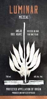 LUMINAR MEZCAL ANEJO 100% AGAVE RESTED IN OAK FOR ONE YEAR 750ML 40% ALC. VOL PROTECTED APPELLATION OF ORIGIN PRODUCED AND BOTTLED IN MEXICO trademark