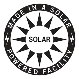 MADE IN A SOLAR POWERED FACILITY SOLAR trademark
