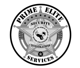 PRIME ELITE SERVICES SECURITY INVESTIGATIONS PROUD TO SERVE WITH HONOR AND INTEGRITY trademark