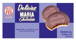 GALLETAS PUIG DESDE 1911 DELICIAS MARIA& CHOCOLATE PUIG MARIA PUIG MARIA CARACAS GALLETA MARIA CON CHOCOLATE DE LECHE BISCUITS WITH MILK CHOCOLATE PESO NETO: 136 G NET WEIGHT: 4,79 OZ trademark