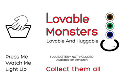 LOVABLE MONSTERS LOVABLE AND HUGGABLE WATCH ME LIGHT UP trademark