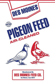 DES MOINES PIGEON FEED AIR-CLEANED MADE WITH NON-GMO INGREDIENTS MANUFACTURED BY DES MOINES FEED CO. DES MOINES, IOWA 50317 trademark