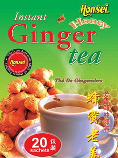 HONSEI INSTANT HONEY GINGER TEA THÉ GINGEMBRE HONSEI THIS AN AUTHENTIC MARK OF HONSEI PRODUCT C'EST UNE MARQUE AUTHENTIC PRODUCT HONSEI 20 SACHETS trademark