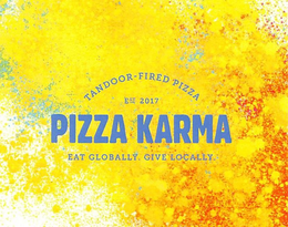 TANDOOR-FIRED PIZZA EST. 2017 PIZZA KARMA EAT GLOBALLY. GIVE LOCALLY. trademark