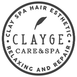 CLAYGE CARE & SPA · CLAY SPA HAIR ESTHETIC · RELAXING AND REPAIR trademark