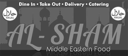 DINE IN · TAKE OUT · DELIVERY · CATERING HALAL HALAL AL-SHAM MIDDLE EASTERN FOOD trademark
