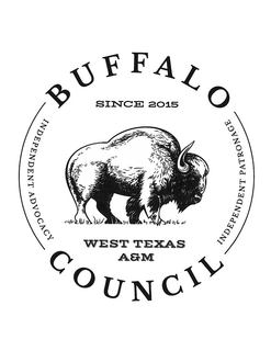 SINCE 2015, WEST TEXAS A&M, BUFFALO COUNCIL, INDEPENDENT ADVOCACY, INDEPENDENT PATRONAGE trademark