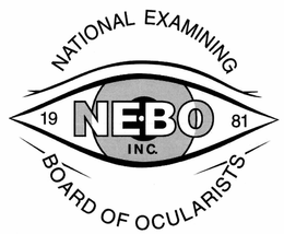 NATIONAL EXAMINING BOARD OF OCULARISTS INC. NE·BO 1981 trademark
