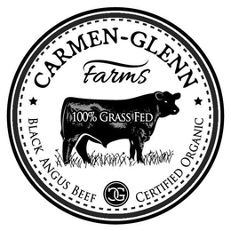 CARMEN-GLENN FARMS 100% GRASS FED BLACKANGUS BEEF CG CERTIFIED ORGANIC trademark