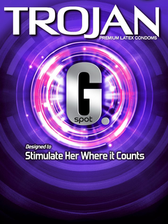 TROJAN PREMIUM LATEX CONDOMS G. SPOT DESIGNED TO STIMULATE HER WHERE IT COUNTS trademark