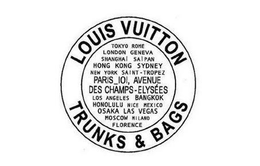 LOUIS VUITTON TRUNKS & BAGS TOKYO ROME LONDON GENEVA SHANGHAI SAIPAN HONG KONG SYDNEY NEW YORK SAINT - TROPEZ PARIS_101, AVENUE DES CHAMPS - ELYSÉES LOS ANGELES BANGKOK HONOLULU NICE MEXICO OSAKA LAS VEGAS MOSCOW MILANO FLORENCE trademark
