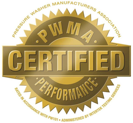 PRESSURE WASHER MANUFACTURERS ASSOCIATION PWMA CERTIFIED PERFORMANCE RATED IN ACCORDANCE WITH PW101 · ADMINISTERED BY INTERTEK TESTING SERVICES trademark