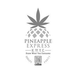 PINEAPPLE EXPRESS K.W.Y.C. KNOW WHAT YOU CONSUME QUALITY PURITY SCAN ME trademark