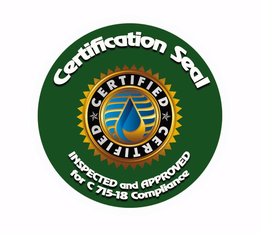 CERTIFICATION SEAL INSPECTED AND APPROVED FOR C 715-18 COMPLIANCE CERTIFIED CERTIFIED trademark