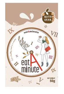 NUTRI GRAB EATAMINUTE EATAMINUTE EAT A HEALTHY MEAL IN A MINUTE IX IV III VII IV I V IX I II III VI IIX X NET WEIGHT 50G trademark