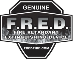 F.R.E.D. FIRE RETARDANT EXTINGUISHING DEVICE GENUINE FREDFIRE.COM trademark