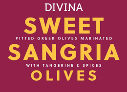 DIVINA SWEET SANGRIA OLIVES PITTED GREEK OLIVES MARINATED WITH TANGERINE & SPICES trademark