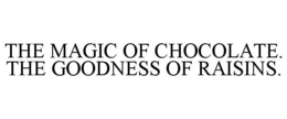 THE MAGIC OF CHOCOLATE. THE GOODNESS OFRAISINS. trademark