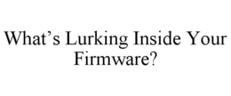 WHAT'S LURKING INSIDE YOUR FIRMWARE? trademark