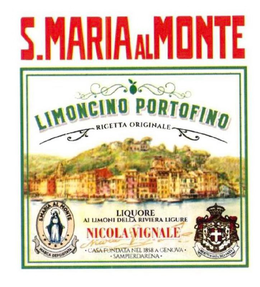 S. MARIA AL MONTE LIMONCINO PORTOFINO RICETTA ORIGINALE LIQUORE AL LIMONE DELLA RIVIERA LIGURE NICOLA VIGNALE CASA FONDATA NEL 1858 A GENOVA SAMPIERDARENA S.MARIA AL MONTE MARCA DEPOSITATA trademark