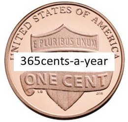 365CENTS-A-YEAR UNITED STATES OF AMERICA E PLURIBUS UNUM ONE CENT LB JFH trademark