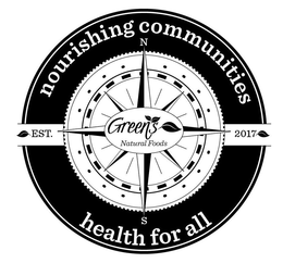 NOURISHING COMMUNITIES HEALTH FOR ALL GREEN'S NATURAL FOODS EST. 2017 N S trademark