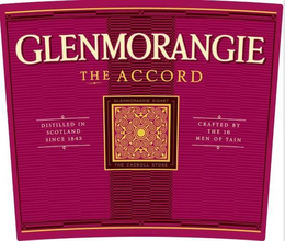 GLENMORANGIE THE ACCORD DISTILLED IN SCOTLAND SINCE 1843 GLENMORANGIE SIGNET THE CADBOLL STONE CRAFTED BY THE 16 MEN OF TAIN trademark