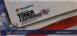 TRIUMPH REMANUFACTURED TONER CARTRIDGE ORIGINAL EQUIPMENT PERFORMANCE TRI INDUSTRIES SATISFACTION GUARANTEED 100% CREATED WITH PRIDE BY AMERICANS WITH SIGNIFICANT DISABILITIES SOURCE AMERICA trademark