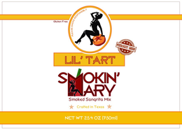 GLUTEN FREE PLEASE SMOKE RESPONSIBLY LI'L TART SMOKIN' MARY SMOKED SANGRITA MIX CRAFTED IN TEXAS MIXOKOGIST GRADE NET WT 25.4 OZ (750ML) trademark