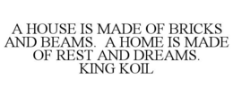 A HOUSE IS MADE OF BRICKS AND BEAMS. A HOME IS MADE OF REST AND DREAMS. KING KOIL trademark