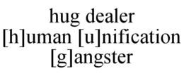 HUG DEALER [H]UMAN [U]NIFICATION [G]ANGSTER trademark