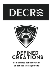 DECRE DEFINED CREATIONS I AM DEFINED DEFINE YOURSELF BE DEFINED CREATE YOUR LIFE trademark