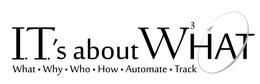 I.T.'S ABOUT W3HAT WHAT· WHY· WHO · HOW · AUTOMATE · TRACK trademark