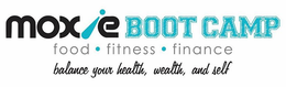 MOXIE BOOT CAMP FOOD · FITNESS · FINANCE BALANCE YOUR HEALTH, WEALTH, AND SELF trademark