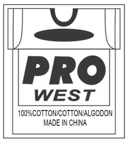 PRO WEST 100%COTTON/COTTON/ALGODON MADEIN CHINA trademark