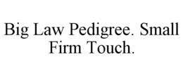 BIG LAW PEDIGREE. SMALL FIRM TOUCH. trademark