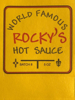 ROCKY'S WORLD FAMOUS HOT SAUCE, BATCH 8, 5 OZ trademark
