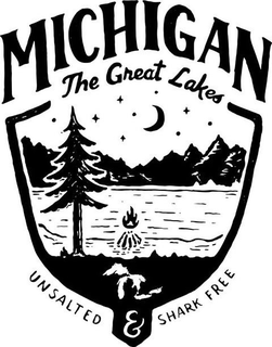 MICHIGAN THE GREAT LAKES UNSALTED & SHARK FREE trademark